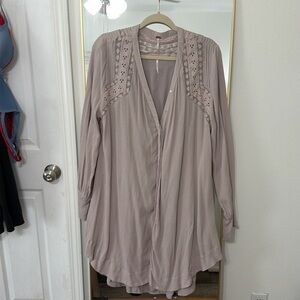 Free People Mauve Grey Shirt-Tail Hem Dress
